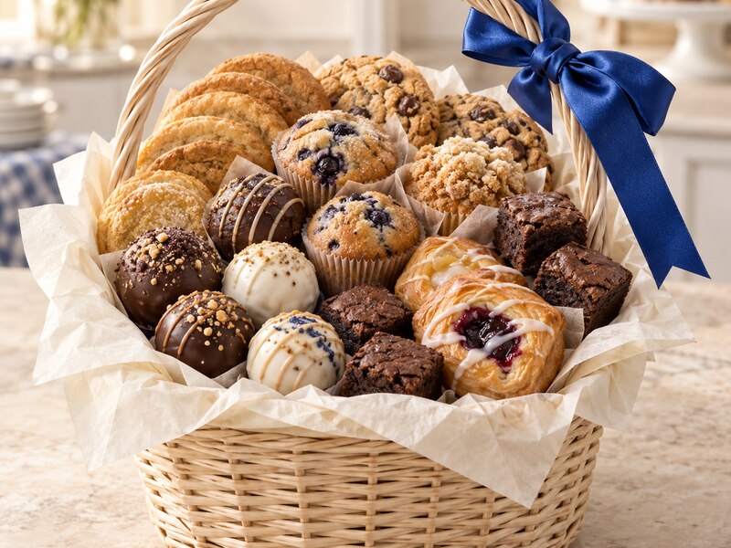 Medium River Q’s pastry basket assortment