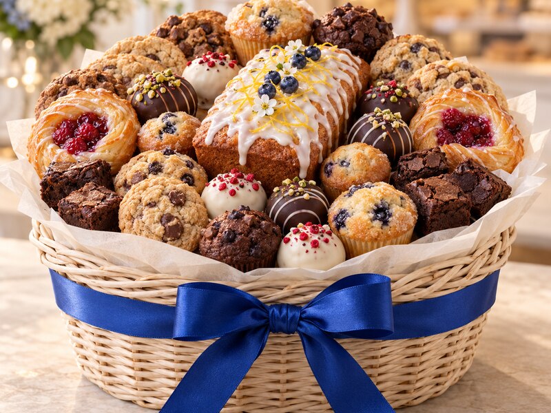 Medium Q River Q’s pastry basket assortment
