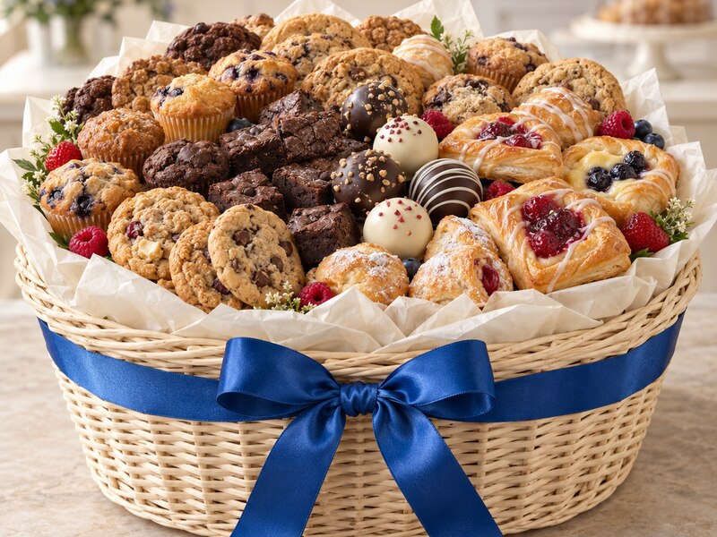 Large River Q’s pastry basket assortment